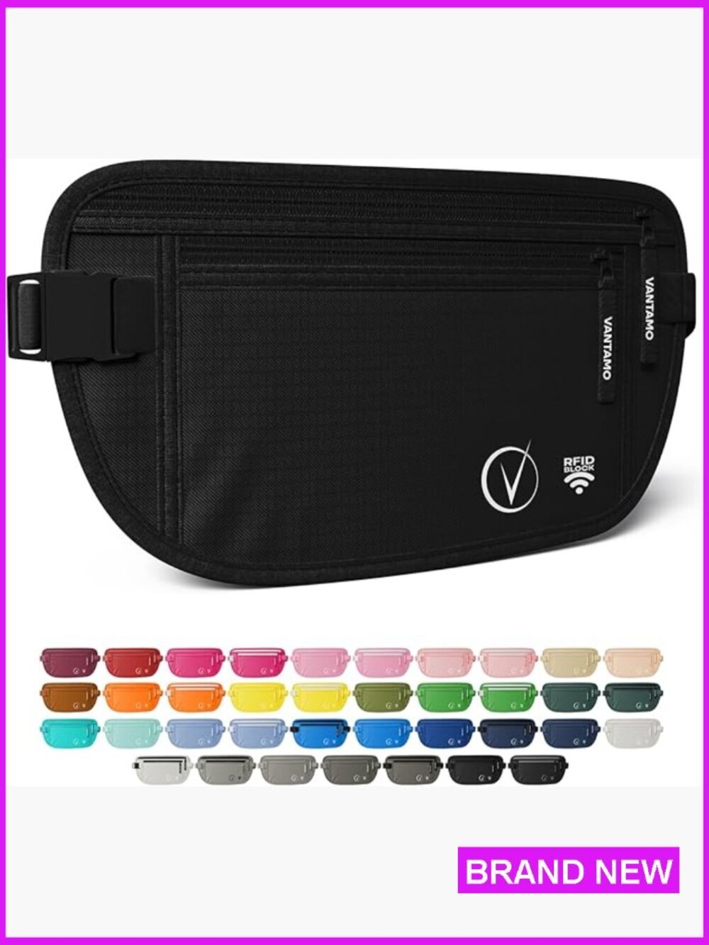 RFID Money Belt Hidden Passport Holder Travel Fanny Pack Anti Theft